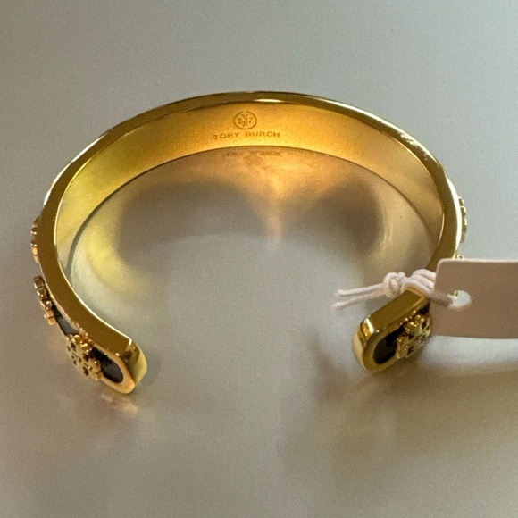 Tory Burch NWT Kira Black Enamel & Gold-Toned Cuff Bracelet - Picture 7 of 12